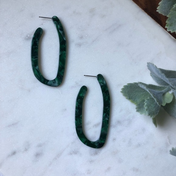 Jewelry - The Jenna - Emerald Acrylic Hoops